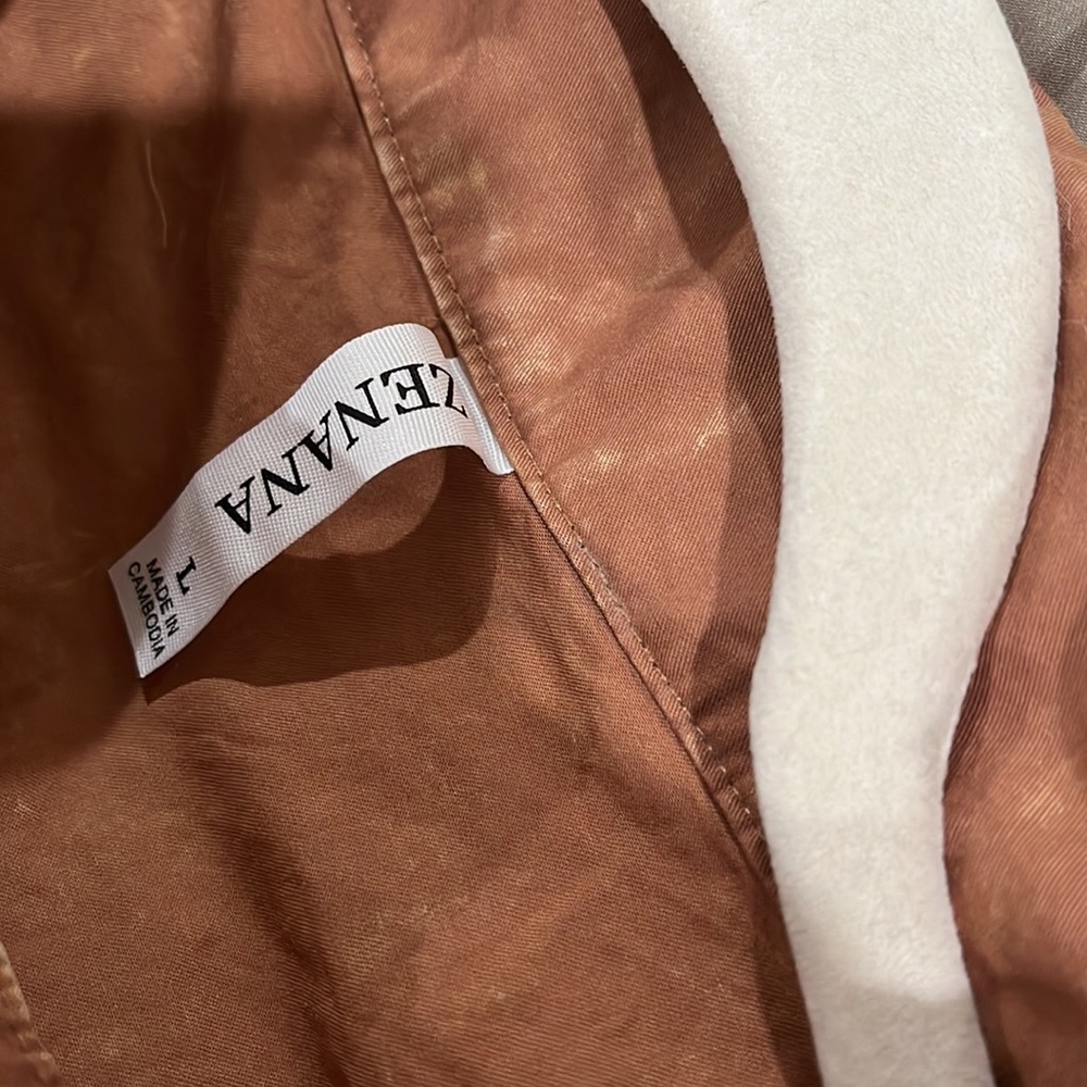 Deep Camel Poplin Vintage-Wash Oversized Shacket/NWOT/L - Picture 5 of 8